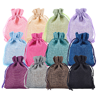 Burlap Packing Pouches Drawstring Bags, for Christmas, Wedding Party and DIY Craft Packing, Mixed Color, 24pcs/set