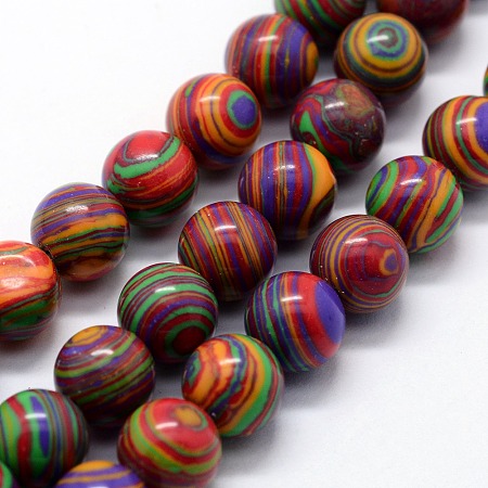 ARRICRAFT Synthetic Malachite Beads Strands, Dyed, Round, Colorful, 10mm, Hole: 1mm, about 38pcs/strand,  14.96 inches(38cm)