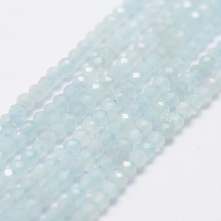 ARRICRAFT Natural Aquamarine Bead Strands, Grade A, Faceted, Round, 2mm, Hole: 0.5mm, about 160~179pcs/strand, 12.5 inches~12.9  inches(320~330mm)