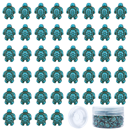 SUNNYCLUE Synthetical Turquoise Beads, Dyed, Tortoise, Turquoise, 18x14x8mm, Hole: 1mm, 95~100pcs/box