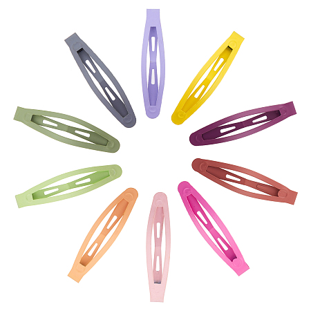 SUPERFINDINGS Metal Snap Hair Clips, Spray Painted, Oval, Mixed Color, 44x10x3mm, 80pcs/set