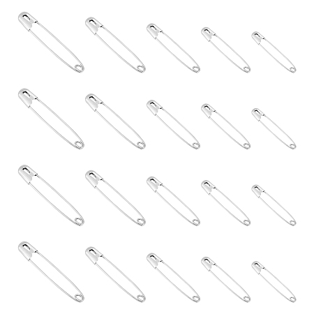 Unicraftale Stainless Steel Safety Pins, Stainless Steel Color, 28.5~53.7x6~11.5x2.4~3.5mm, Hole: 2.7~4mm, Pin: 0.9mm, 300pcs/box