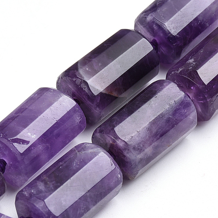 Arricraft Natural Amethyst Beads Strands, Faceted, Column, 16~18x11~12mm, Hole: 2mm, about 20pcs/strand, 16.7 inches