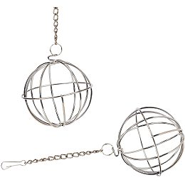 Stainless Steel Sphere, Treat Guinea Pig Hamster Rat Rabbit Feed Dispenser Hanging Ball Toy, Rabbit Hay Feeder, Stainless Steel Color, 22cm