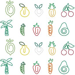 SUNNYCLUE Vegetable and Fruit Iron & Plastic Paperclips, Cute Paper Clips, Funny Bookmark Marking Clips, Mixed Color, 29.8~40.8x13.3~31.5x1.1~3.7mm; 20pcs/box