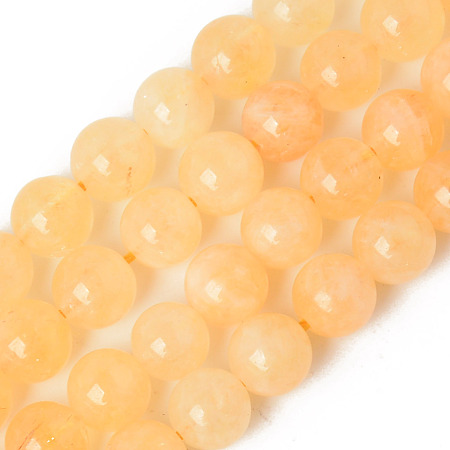 Arricraft Natural Chalcedony Beads Strands, Dyed & Heated, Imitation Citrine, Round, 8~8.5mm, Hole: 1.2mm, about 48pcs/strand, 15.35 inches(39cm)