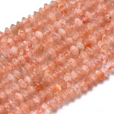 Arricraft Natural Sunstone Beads Strands, Faceted, Bicone, 2.5~3x1.5~2mm, Hole: 0.5mm, about 250pcs/Strand, 14.96 inches(38cm)