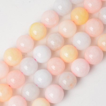 Arricraft Natural Chalcedony Beads Strands, Dyed & Heated, Imitation Morganite Color, Round, Mixed Color, 6~6.5mm, Hole: 1mm, about 64pcs/Strand, 15.35 inches(39cm)