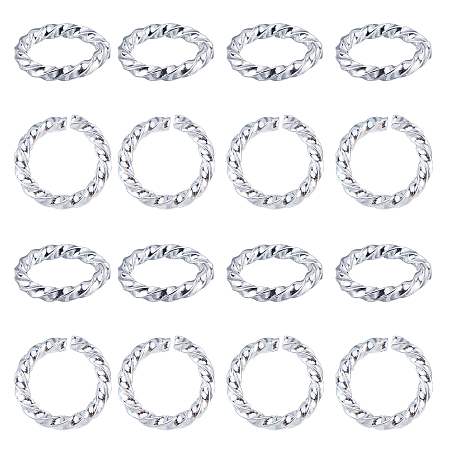 Unicraftale 304 Stainless Steel Jump Rings, Open Jump Rings, Twisted, Silver, 8x1.2mm; Inner Diameter: 5.5~6mm, 60pcs/box
