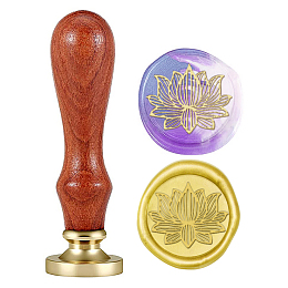 CRASPIRE DIY Scrapbook, Brass Wax Seal Stamp and Wood Handle Sets, Floral Pattern, 90mm; Stamps: 25mm