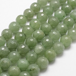 ARRICRAFT Natural Green Aventurine Beads Strands, Faceted, Round, 6mm, Hole: 1mm, about 61pcs/strand, 14.9 inches~15.1 inches