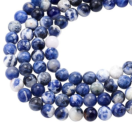 ARRICRAFT Natural Sodalite Round Bead Strands, 8mm, Hole: 1mm; about 47pcs/Strand, 15.55 inches(39.5cm); 4strands/box