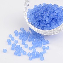 Honeyhandy 6/0 Frosted Round Glass Seed Beads, Cornflower Blue, Size: about 4mm in diameter, hole:1.5mm, about 495pcs/50g