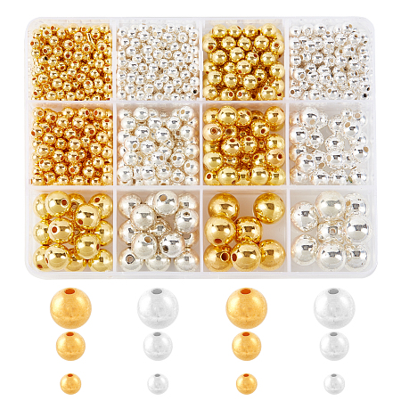 ABS Plastic Beads, Round, Golden & Silver, 13x10x2.2cm