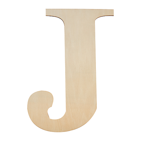 CREATCABIN Unfinished Wood Shape, Customizable, Letter, Letter.J, 29.8x16.8x0.23cm