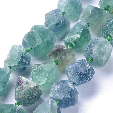 Arricraft Natural Gemstone Fluorite Rough Nuggets Bead Strands, 13~40x10~26x10~23mm, Hole: 2mm, about 14~19pcs/strand, 16.54 inches