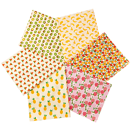 Gorgecraft Printed Fruit Cotton Fabric, for Patchwork, Sewing Tissue to Patchwork, Mixed Color, 50x40x0.02cm; 6sheets/set