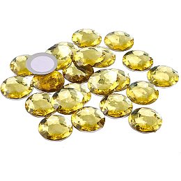 Self-Adhesive Acrylic Rhinestone Stickers, for DIY Decoration and Crafts, Faceted, Half Round, Yellow, 30x6mm