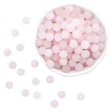 ARRICRAFT Natural Rose Quartz Beads Strands, Round, Frosted, 8~8.5mm, Hole: 1mm; about 47pcs/strand, 15.5 inches(39.5cm); 4strands/box