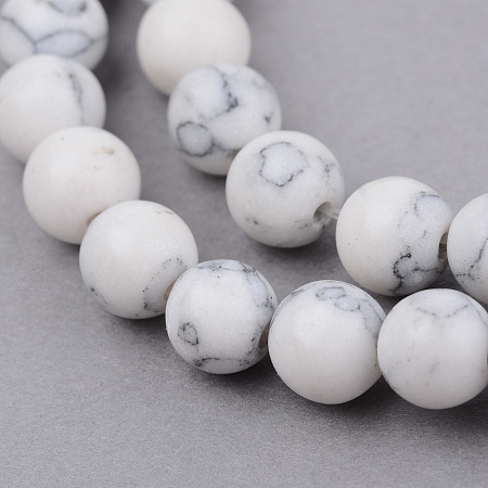 Arricraft Synthetic Howlite Beads Strands, Round, Frosted, 8~8.5mm, Hole: 1mm, about 47pcs/strand, 15.5 inches