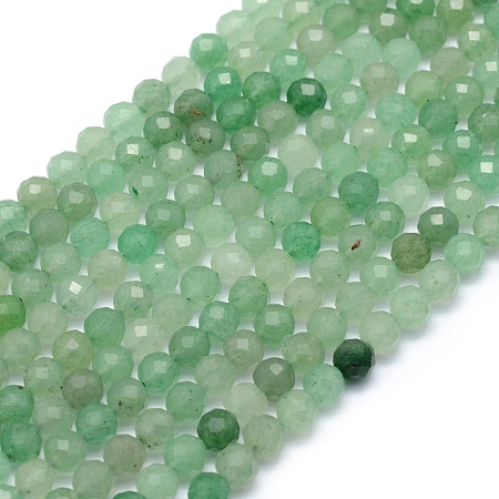 ARRICRAFT Natural Green Aventurine Beads Strands, Faceted, Round, 4mm, Hole: 1mm, about 95pcs/strand, 15.35 inches(39cm)