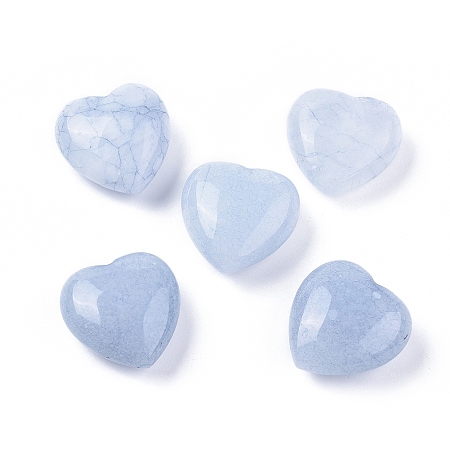 ARRICRAFT Natural Crackle Angelite Beads, No Hole/Undrilled, Dyed & Heated, Heart, 25x25x12~13mm