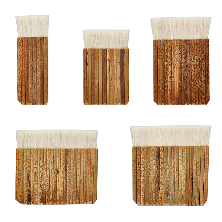 Bamboo Handle Soft Brush, Wool Brush Latex Paint Brush, for Professional Results On Walls, Cabinets, Doors, Decks, Touch Ups, BurlyWood, 136~140x53~162x9~11.2mm; 5pcs/set