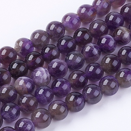 Arricraft Natural Gemstone Beads Strands, Amethyst, AB Grade, Round, Purple, 6mm, Hole: 1mm, about 66pcs/strand