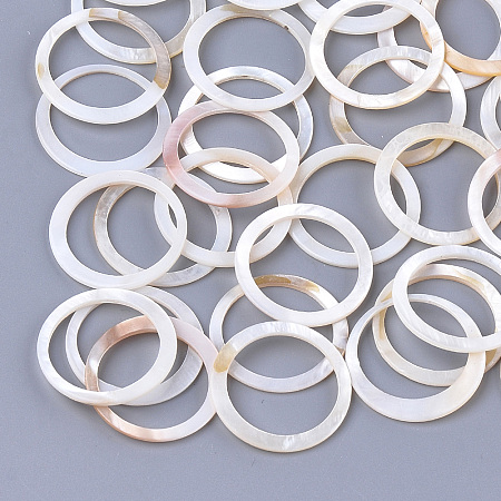 Honeyhandy Freshwater Shell Linking Ring, Ring, Seashell Color, 25x1mm