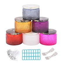 AHANDMAKER DIY Candle Making, Include Flower Pattern Glass Storage Box, Candle Wick and Waterproof Sticker Labels, Mixed Color, 20x20x10cm