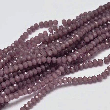 Arricraft Faceted Rondelle Glass Beads Strands, Old Rose, 3x2mm, Hole: 0.8mm, about 150pcs/strand, 13.6 inches