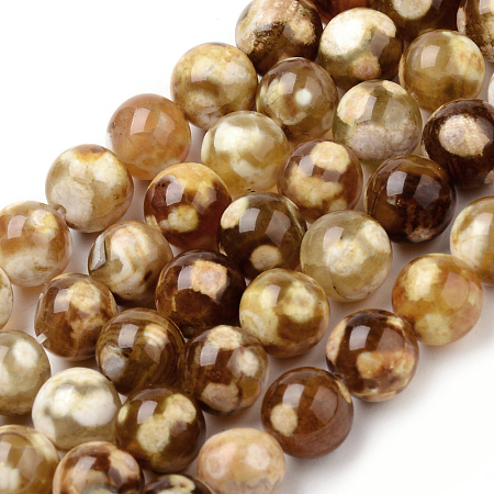 Arricraft Natural Fire Agate Beads Strands, Round, 8~8.5mm, Hole: 1mm, about 47pcs/strand, 15.5 inches
