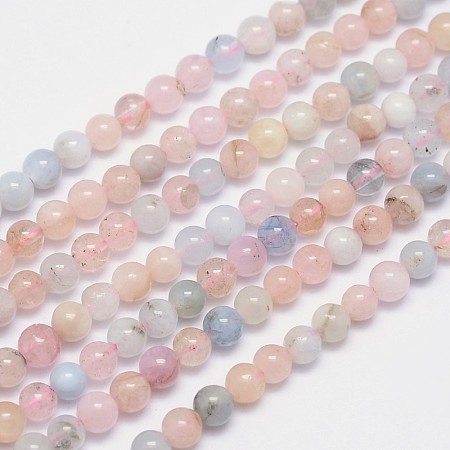 ARRICRAFT Natural Morganite Round Bead Strands, 4mm, Hole: 0.8mm, about 96pcs/strand, 15.5 inches