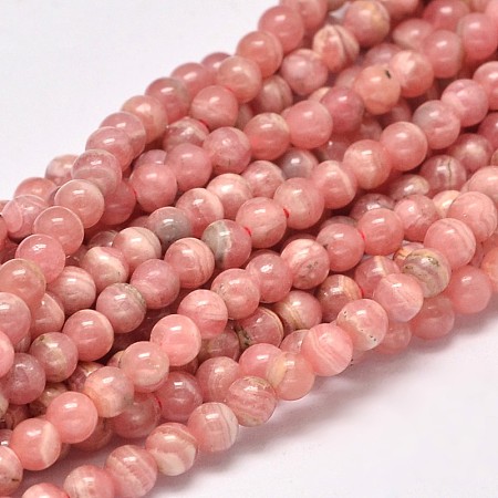 ARRICRAFT Round Natural Rhodochrosite Bead Strands, 4mm, Hole: 1mm, about 98pcs/strand, 15.5 inches