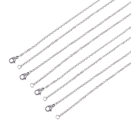 Unicraftale Classic Plain 304 Stainless Steel Mens Womens Cable Chain Necklaces, Stainless Steel Color, 17.7 inches(45cm), 1.5mm; 30pcs/box
