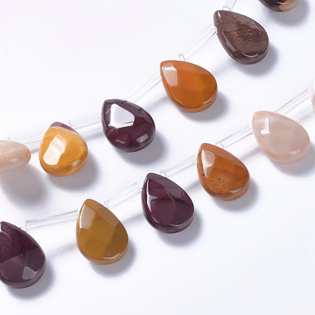 ARRICRAFT Natural Mookaite Beads Strands, Top Drilled Beads, Faceted, Teardrop, 14~14.5x10~10.5x5mm, Hole: 0.6mm, about 28pcs/strand, 15.75 inches(40cm)