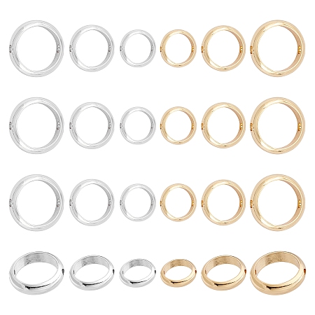 Ring Brass Bead Frames, Cadmium Free & Nickel Free & Lead Free, Mixed Color, 6~10x2~2.5mm, Hole: 1mm; 24pcs/box