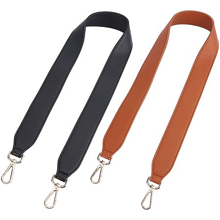 PANDAHALL ELITE PU Leather Bag Strap, Single Shoulder Belts, with Zinc Alloy Swivel Clasps, for Bag Straps Replacement Accessories, Light Gold, Mixed Color, 900x40x4.5mm; Clasp: 60x28x7.5mm; 2 colors, 1pc/color, 2pcs/set