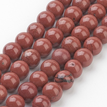 ARRICRAFT Natural Red Jasper Round Beads Strands, FireBrick, 8mm, Hole: 1mm, about 47pcs/strand, 16 inches