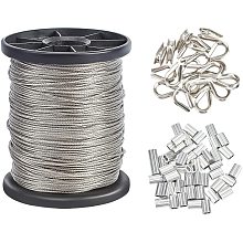 AHANDMAKER Jewelry Findings, with Tiger Tail Wire, Aluminum Slide Charms/Slider Beads and 304 Stainless Steel Wire Guardian and Protectors, Platinum & Silver Color Plated