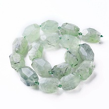 Arricraft Natural Peridot Beads Strands, Faceted, Polygon, 19~22x12~18mm, Hole: 1.5mm, about 16~17pcs/strand, 15.15 inches~16.14 inches(38.5~41cm)