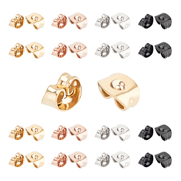 Unicraftale 304 Stainless Steel Ear Nuts, Mixed Color, 6x4.5x3mm, Hole: 0.8mm; 4colors, 10pcs/color, 40pcs