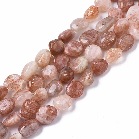 Arricraft Natural Gold Sunstone Beads  Strands, Tumbled Stone, Nuggets, 8~10x8~10x8~10mm, Hole: 1mm, about 37pcs/strand, 15.55 inches(39.5cm)