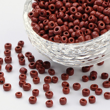 ORNALAND 6/0 Glass Seed Beads, Opaque Colours Seed, Round, Coconut Brown, 4mm, Hole: 1.5mm; about 1600pcs/bag