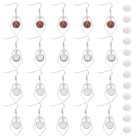 SUNNYCLUE DIY Earring Making, with Stainless Steel Dangle Earrings, Cabochon Settings, Glass Cabochons, Stainless Steel Color, 40pcs/box