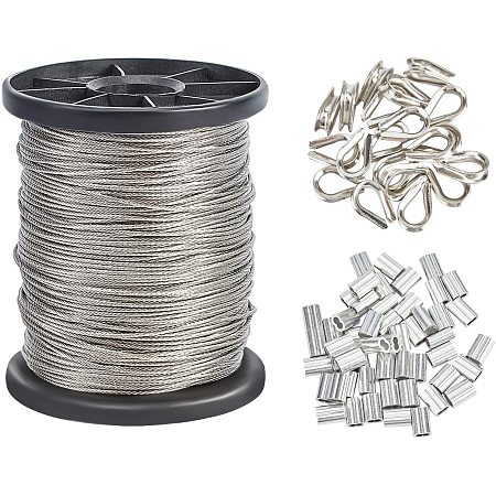 AHANDMAKER Jewelry Findings, with Tiger Tail Wire, Aluminum Slide Charms/Slider Beads and 304 Stainless Steel Wire Guardian and Protectors, Platinum & Silver Color Plated
