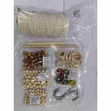 DIY Decoration Craft Kits, include Beech Sticks, Wooden Sticks & Linking Rings & Round Beads, Cotton String Threads, Heavy Duty S-hooks, Stainless Steel Wire Metal Secured S Hook, Mixed Color