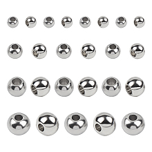 Unicraftale 304 Stainless Steel Spacer Beads, Round, Stainless Steel Color, 3~6x2~5mm, Hole: 1~2.5mm; 400pcs/box