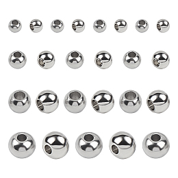 Unicraftale 304 Stainless Steel Spacer Beads, Round, Stainless Steel Color, 3~6x2~5mm, Hole: 1~2.5mm; 400pcs/box