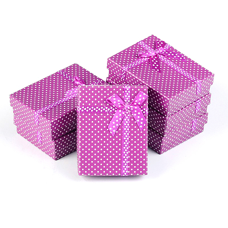 Cardboard Jewelry Set Boxes, Rectangle, with Spoonge, Purple, 9x7x2.6cm